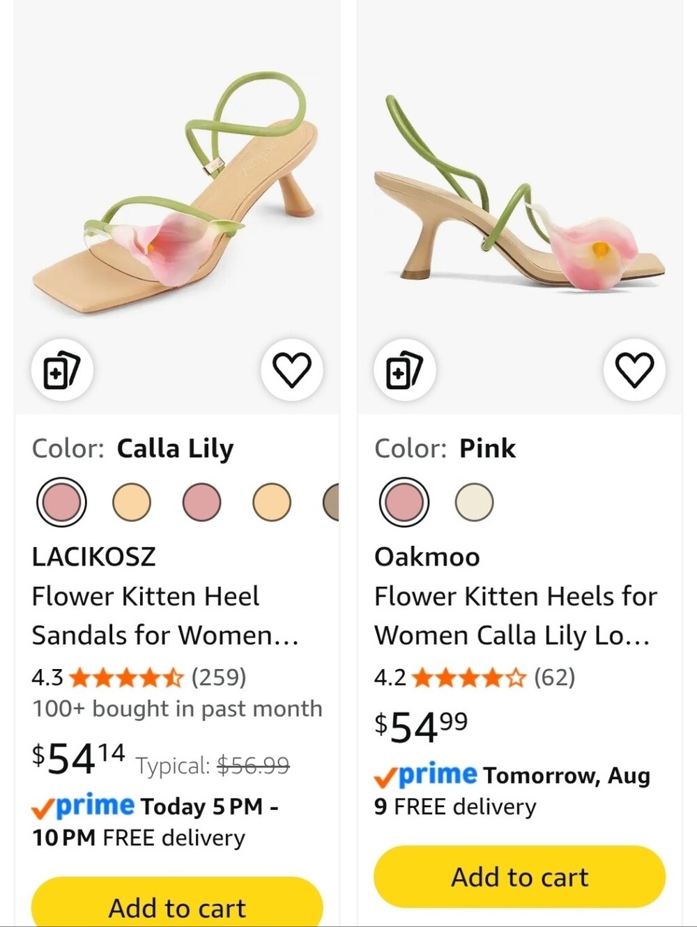 Calla Lily Pink Flower Kitten Heel Sandals for Women